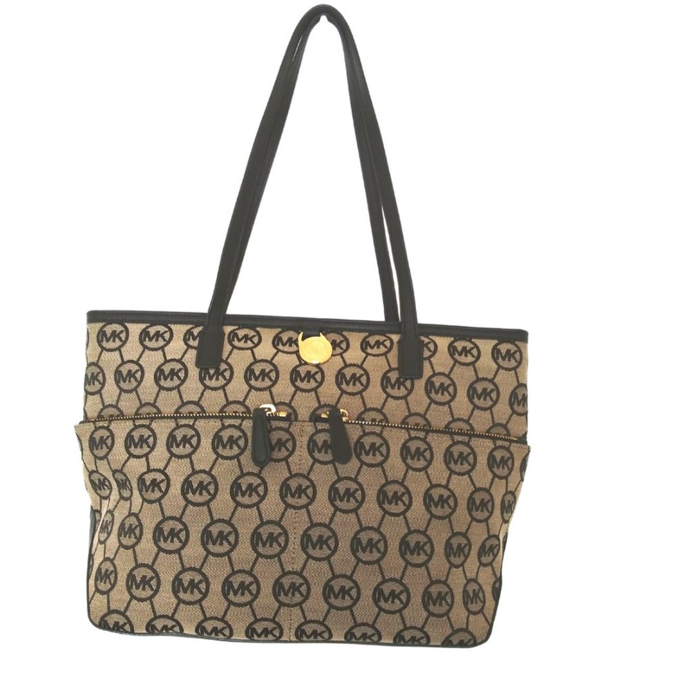 Michael Kors Monogram Logo Signature Shoulder Bag Black